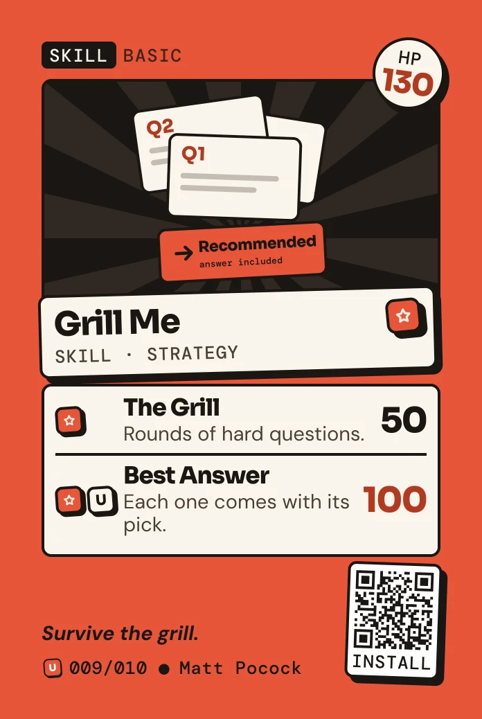 Grill Me card