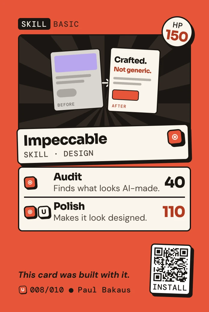 Impeccable card