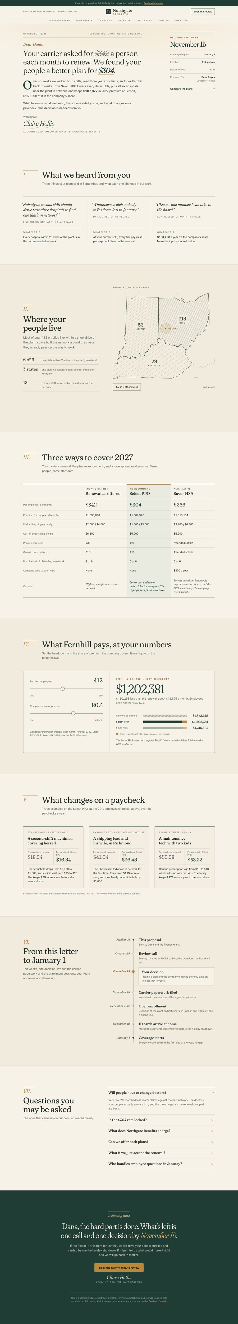 The full Northgate Benefits renewal site for Fernhill Manufacturing